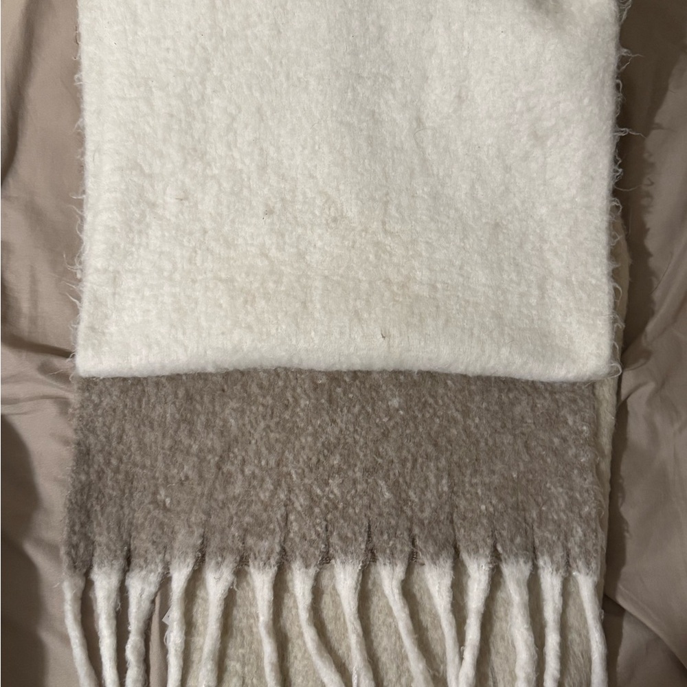 Cozy Cream and gray LONG scarf